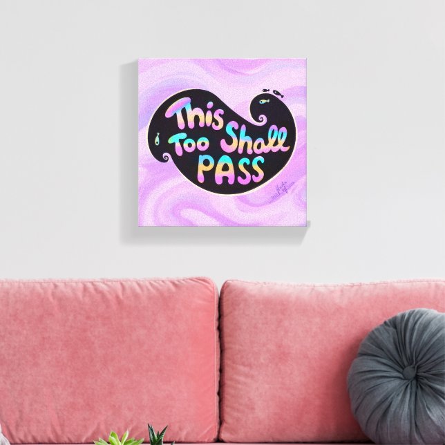 This Too Shall Pass Wave Stretched Canvas Print (Insitu(LivingRoom))