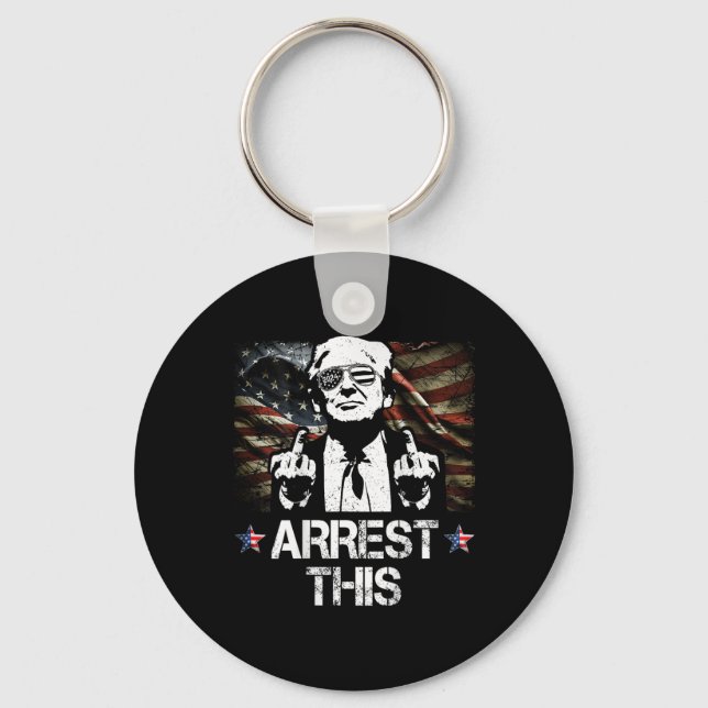 This Trump Middle Fingers Pro Trump 2024 (on Back) Keychain (Front)
