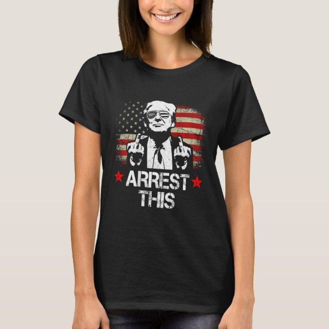 This Trump Middle Fingers Pro Trump 2024 (on Back) T-Shirt (Front)