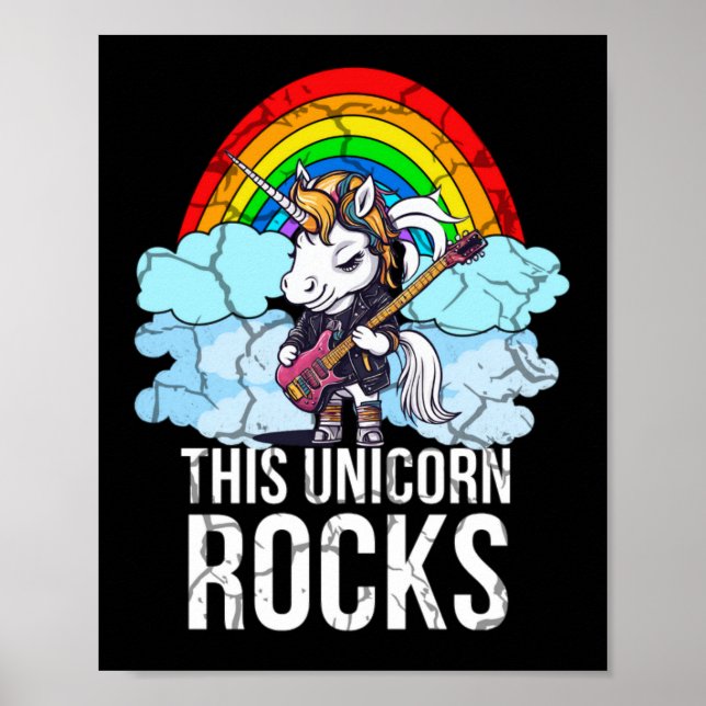 This Unicorn Rocks Guitar Poster (Front)