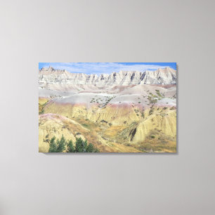 This valley in Badlands National Park features yel Canvas Print