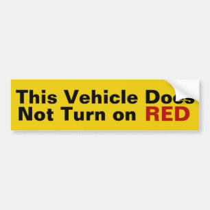 This Vehicle Does Not Turn on RED sticker