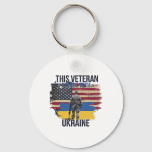 This Veteran Stands With Ukraine 15 Keychain