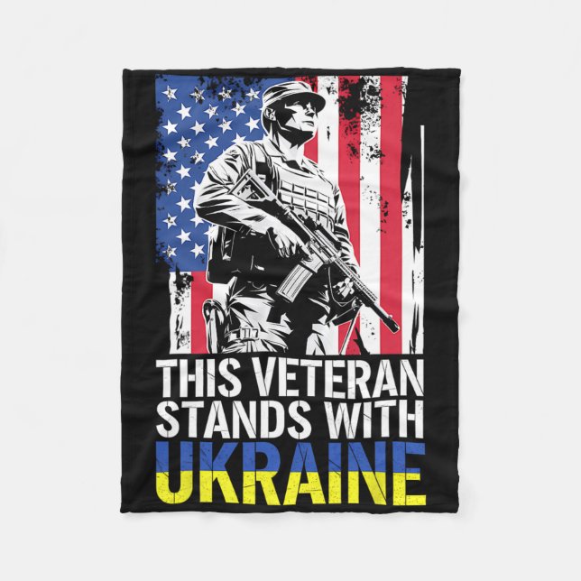This Veteran Stands With Ukraine 7  Fleece Blanket (Front)