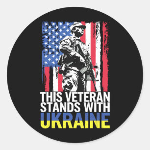 This Veteran Stands With Ukraine 8  Classic Round Sticker