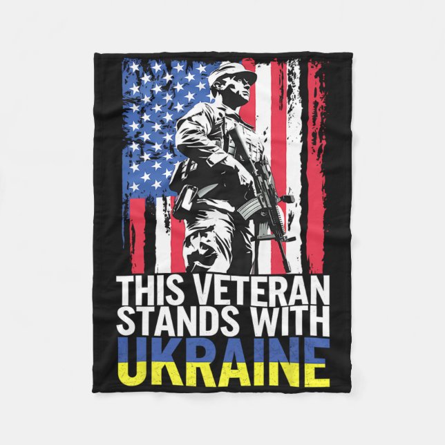 This Veteran Stands With Ukraine 8  Fleece Blanket (Front)