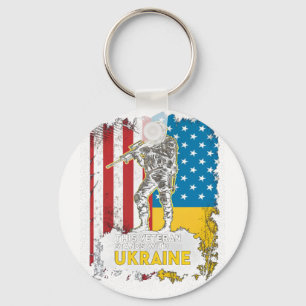 This Veteran Stands With Ukraine Support Ukraine V Keychain
