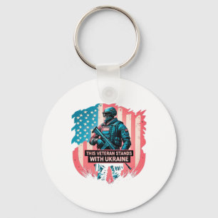 This Veteran Stands With Ukraine Support Ukraine V Keychain