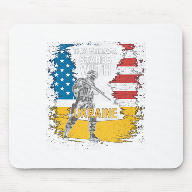 This Veteran Stands With Ukraine Support Ukraine V Mouse Pad (Front)