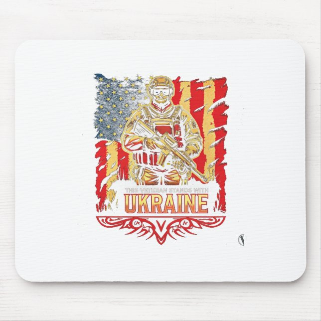This Veteran Stands With Ukraine Support Ukraine V Mouse Pad (Front)