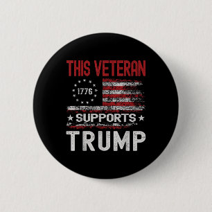 This Veteran Supports Trump 2024 American Flag 2 Inch Round Button