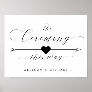 This Way Ceremony Calligraphy Arrow Right Sign