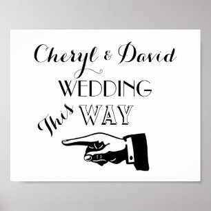 This Way Hand Pointing Custom Wedding Sign