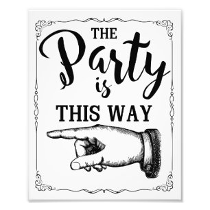 This way party wedding sign left arrow