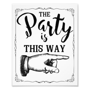 This way party wedding sign right arrow