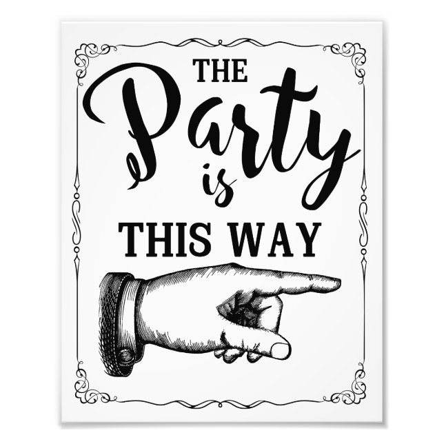 This way party wedding sign right arrow (Front)