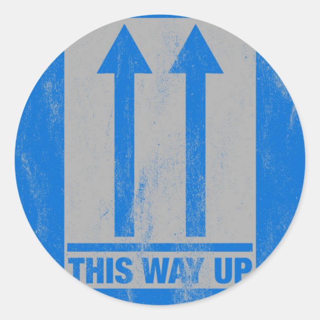 This way up sign classic round sticker (Front)