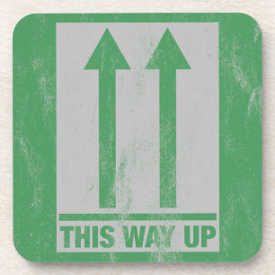 This way up sign coaster