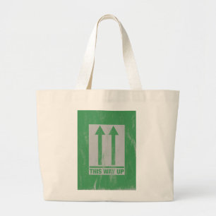 This way up sign large tote bag