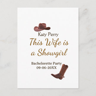 This Wife is a showgirl bachelorette party name da Postcard