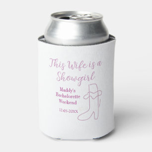 this wife is a showgirl bachelorette party purple  can cooler