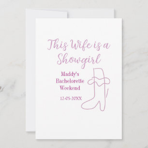 this wife is a showgirl bachelorette party purple  invitation