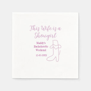 this wife is a showgirl bachelorette party purple napkin