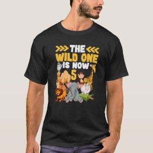 This Wild One Is Now 5 Zoo Safari 5th Birthday Pa T-Shirt