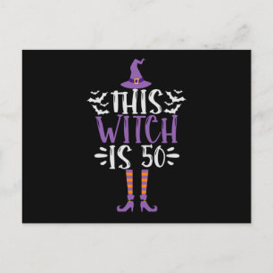 This Witch is 50th Funny Spooky Halloween Birthday Postcard