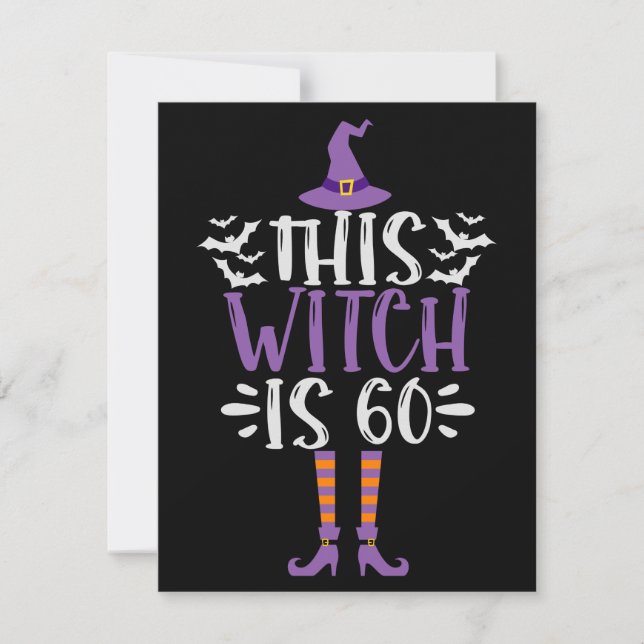 This Witch is 60th Funny Spooky Halloween Birthday Card (Front)