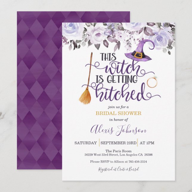 This Witch is Getting Hitched Bridal Shower Invitation (Front/Back)
