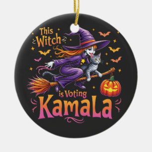 This Witch is Voting Kamala Cat Lady Harris Ceramic Ornament