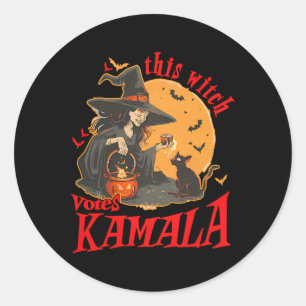 This Witch Votes Kamala Witchy Halloween Feminist  Classic Round Sticker