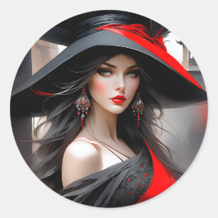 This woman has a fantastic face. She is caucasian  Classic Round Sticker