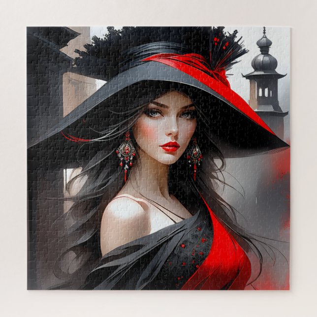 This woman has a fantastic face. She is caucasian  Jigsaw Puzzle (Vertical)