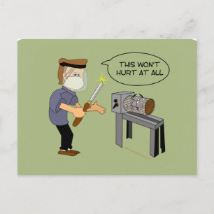 This Won't Hurt Funny Woodturning Cartoon Postcard