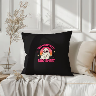 This Workout Is Boo Sheet Ghost Fitness Design Throw Pillow
