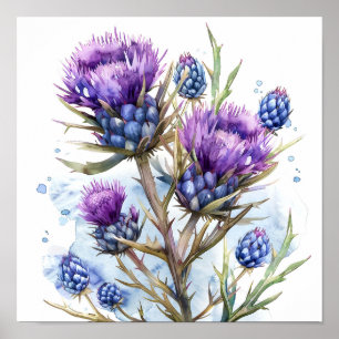 Thistle Art Print, Wildflowers Poster