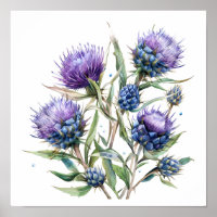 Thistle Art Print, Wildflowers Poster