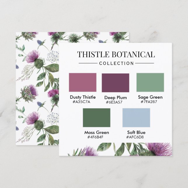 Thistle Botanical Colour Palette Card (Front/Back)