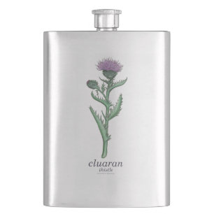 thistle / cluaran with Scottish Gaelic translation Hip Flask