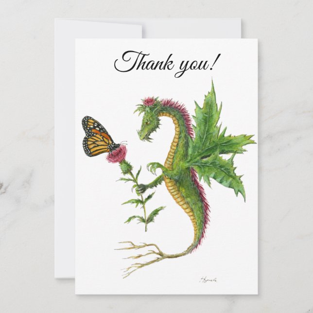 Thistle Dragon & Monarch Butterfl - Thank you card (Front)