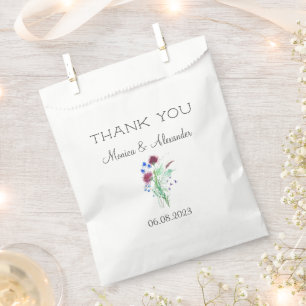 Thistle Floral Scottish Watercolor Wedding Party Favour Bag