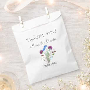 Thistle Floral Scottish Watercolor Wedding Party Favour Bag