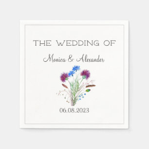 Thistle Floral Scottish Watercolor Wedding Party Napkin