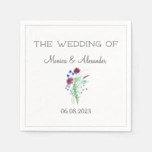 Thistle Floral Scottish Watercolor Wedding Party Napkin