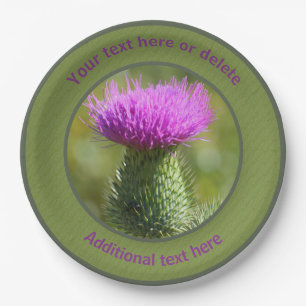 Thistle Flower Personalized Party Paper Plate