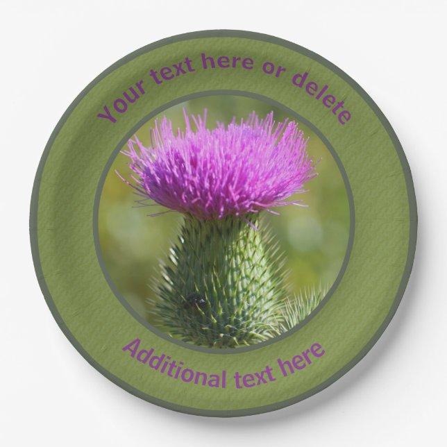Thistle Flower Personalized Party   Paper Plate (Front)