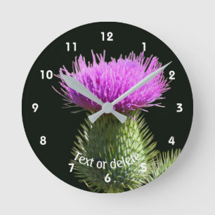 Thistle Flower Personalized Round Clock