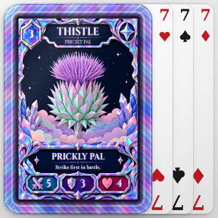 Thistle Flower, Rainbow Foil Art Playing Cards